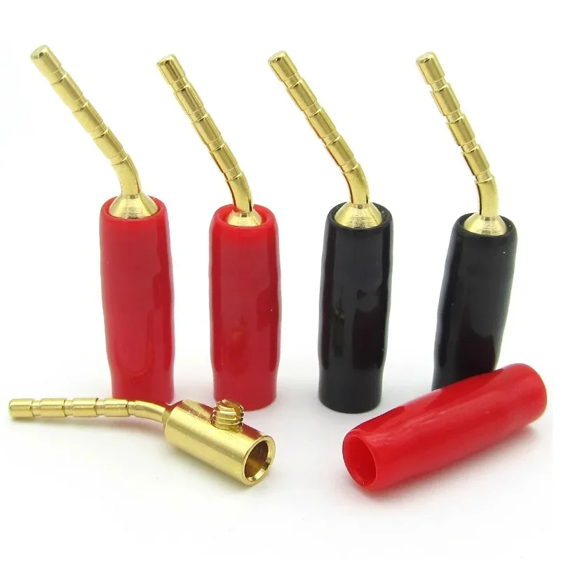 20Pcs 2mm Banana Plug Connector Red Black Curved Pin Right Angle Banana Male Plugs Audio Speaker Wire Cable Connectors