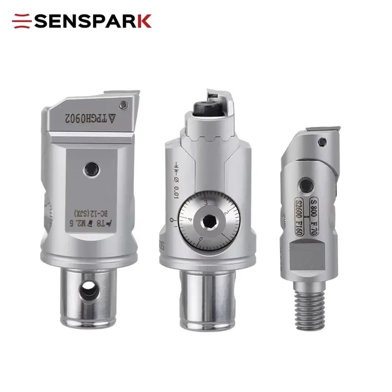 SENSPARK Fine Boring Tool Fine-Tuning Fine Boring Head Adjustable Set Turning Machine Small Aperture High Speed Steel