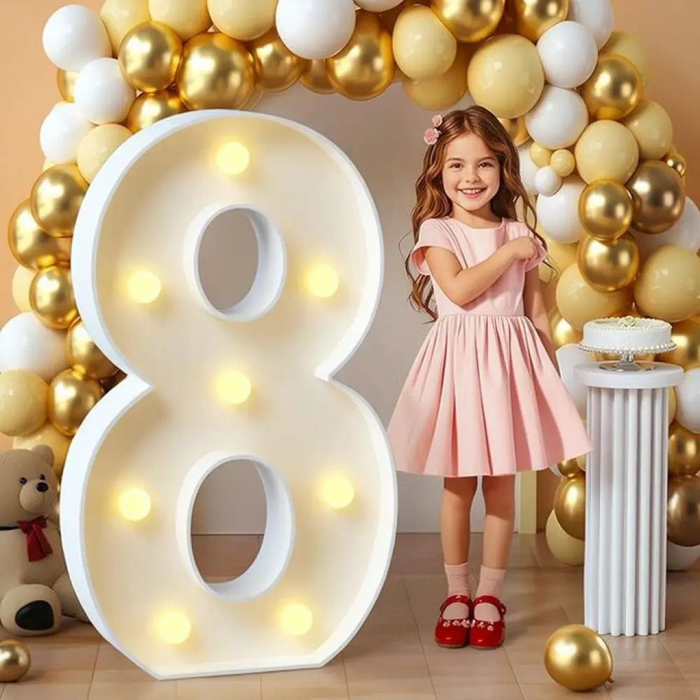 Large Marquee Light Up Number For Birthday Party Anniversary Event Decoration LED Standing KT Board Photo Backdrop