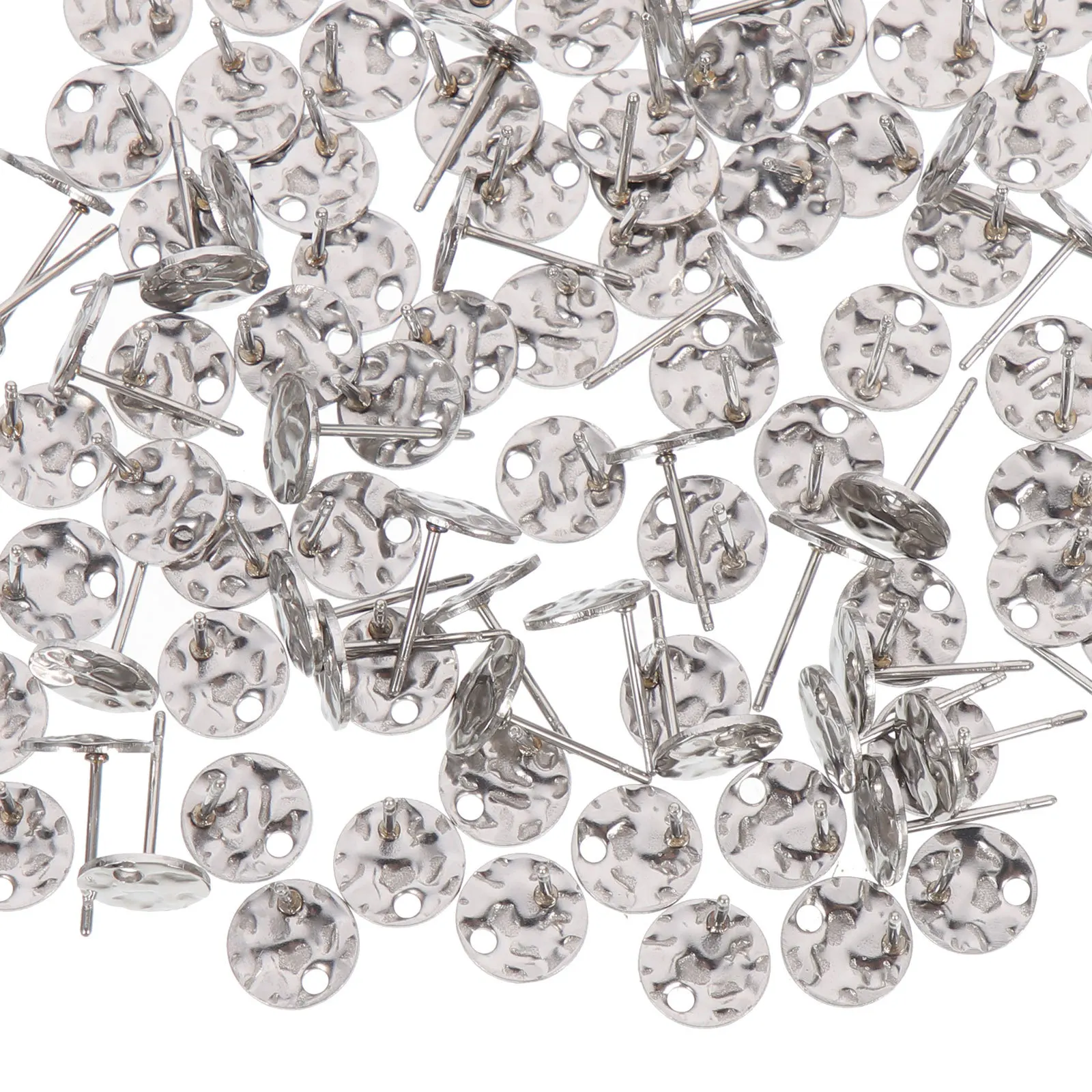 

100 Pcs Earring Findings for Jewelry Making with Hole Charms Flat Backs Metal Silver Earrings