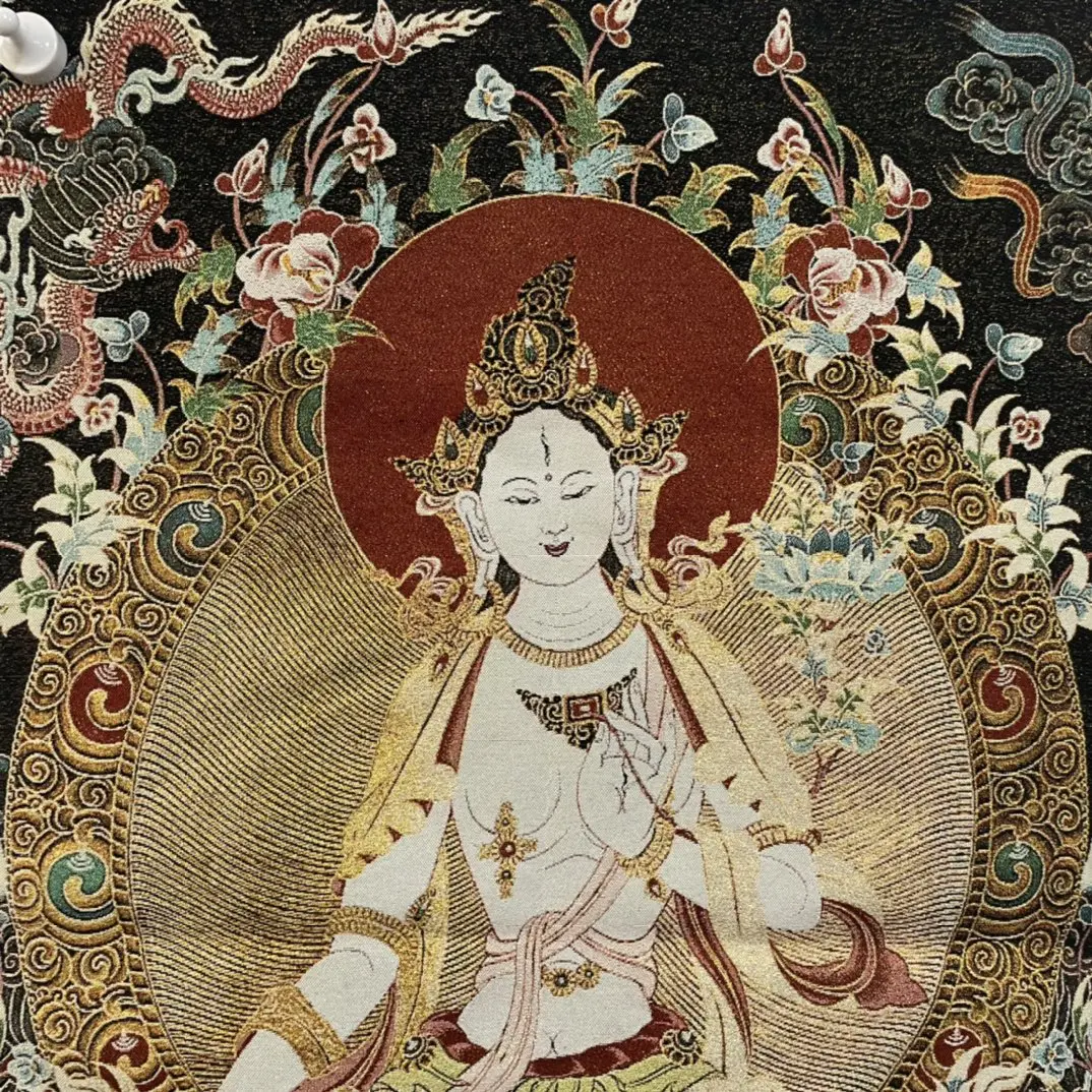 Retro Tangka Embroidered White Tara Decorative Hanging Picture