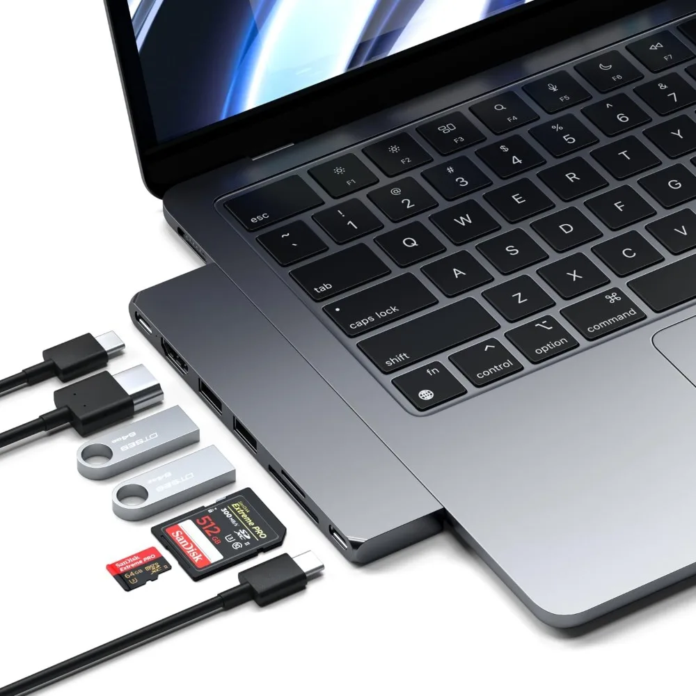 

7-in-1 USB-C Hub with 100W Charging, 4K HDMI, USB 4, SD/Micro Card Reader for MacBook Air/Pro - Space Gray