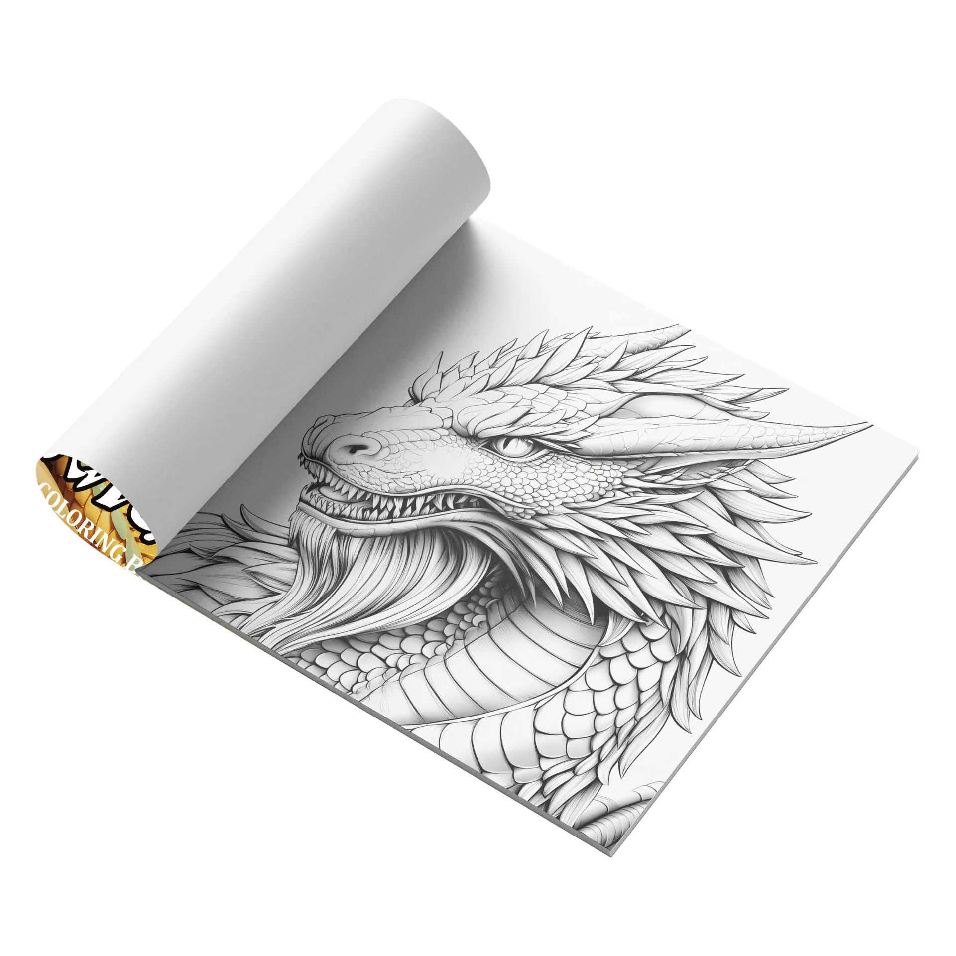 Mythical Dragon Coloring Book Ancient Oriental Serpent Detailed Scales Mane Legendary Fantasy Creature Art Sketch Notebook