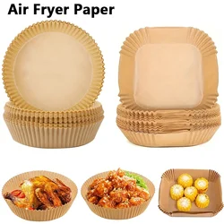 50 Uds. Papeles antiadherentes para hornear freidora de aire, revestimientos de papel desechables cuadrados y redondos para freidora de aire, accesorios de cocina