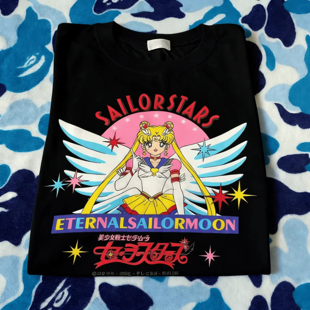 2026 Eternal Sailor Moon Usagi Tsukino Sailor Stars Pink T-Shirt, Cotton Loose Oversized Tee for Adults & Kids Y2K Streetwear