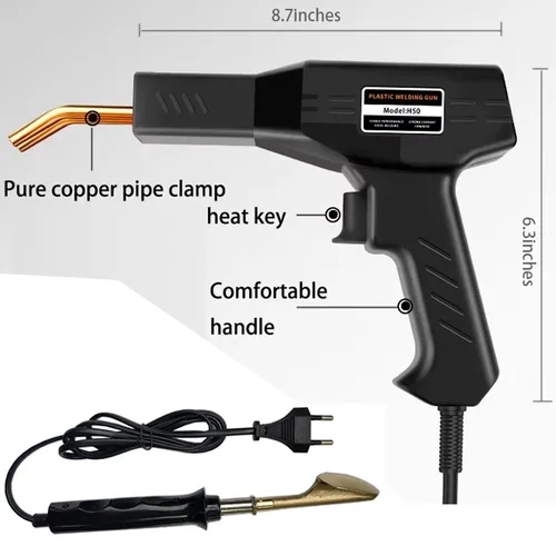 Imagen 2 del producto Máquina de soldadura de plástico con grapadora caliente de 50W, soldador de parachoques de plástico 2 en 1, herramientas de garaje, Kit de reparación de parachoques de coche, pistola soldadora de PVC