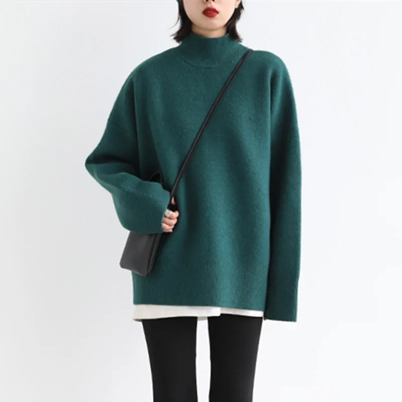 

Commuting Leisure Women's Sweater Solid Turtleneck Loose Pullover Winter Sweaters Thick Warm Woman Tops Female Coat Autumn New