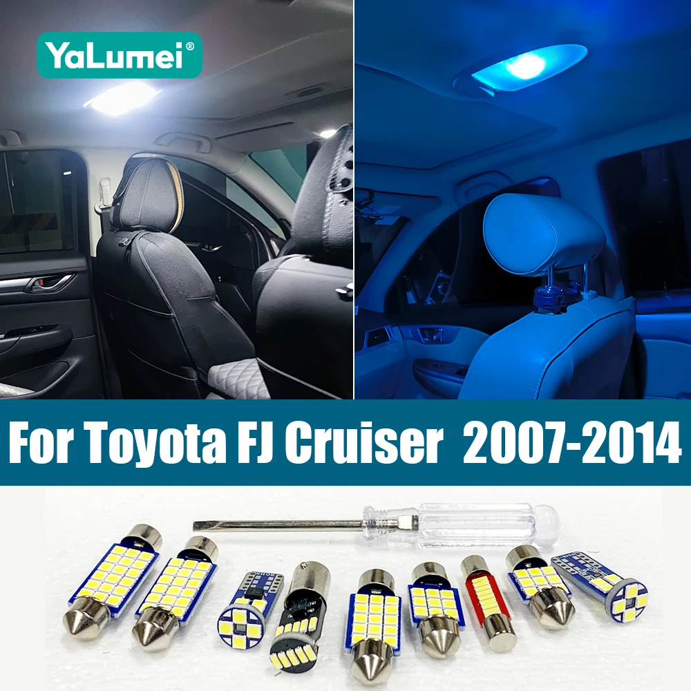 

For Toyota FJ Cruiser 2007 2008 2009 2010 2011 2012 2013 2014 8pcs Car LED Interior Lamps Trunk License Plate Lights Accessories