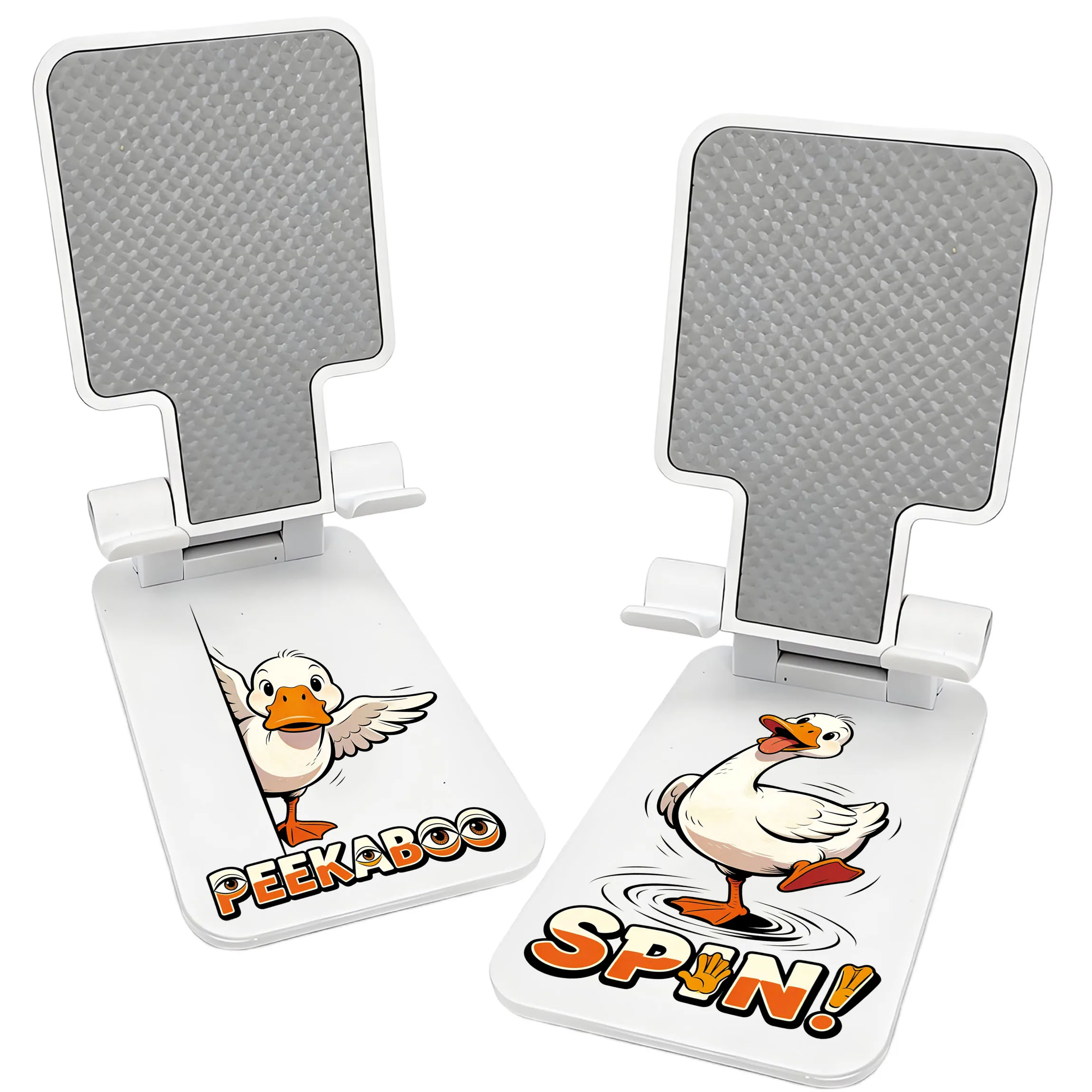 2PCS Funny duck-patterned folding and retractable phone stand, adjustable desktop stand