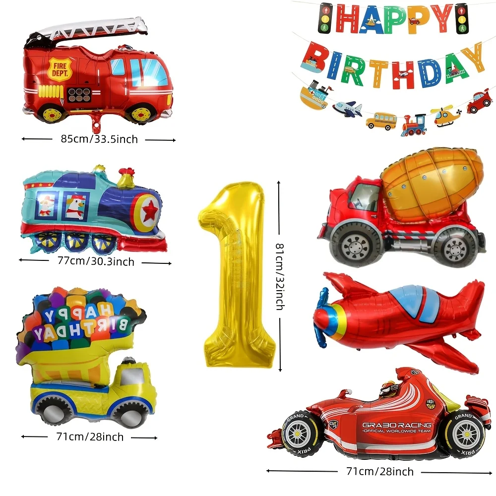 Race Car airplane train crane Decoration Balloon Birthday Set 32Inch Number Boys Racing Car Theme Birthday Party Decor Supplies - view 6