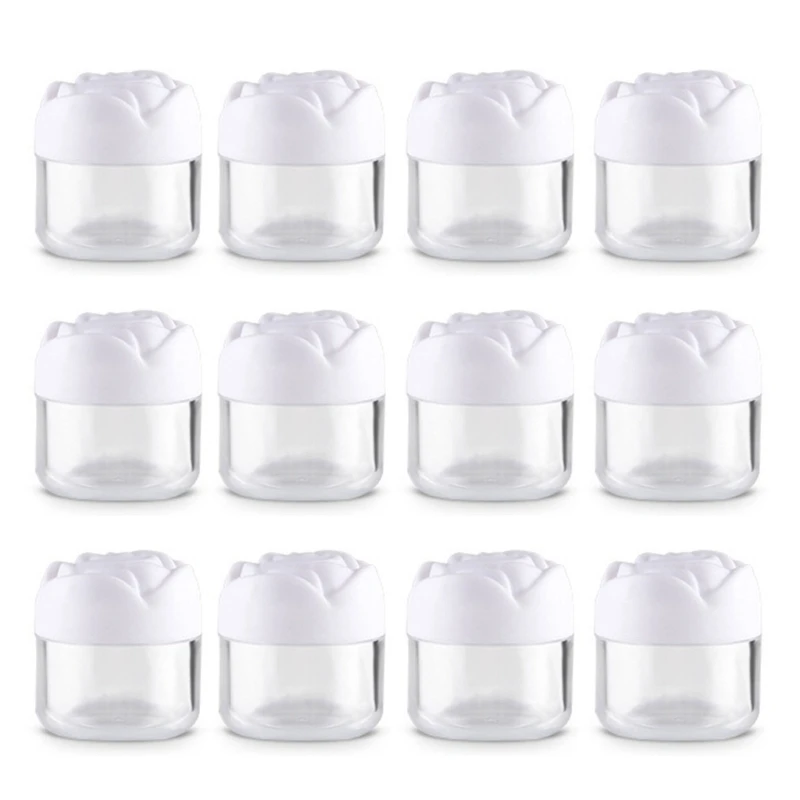 12 Pieces Rose Flower Shaped Empty Pots Jars Round Cosmetic Container Jar with Lids Makeup Sample Containers for Woman