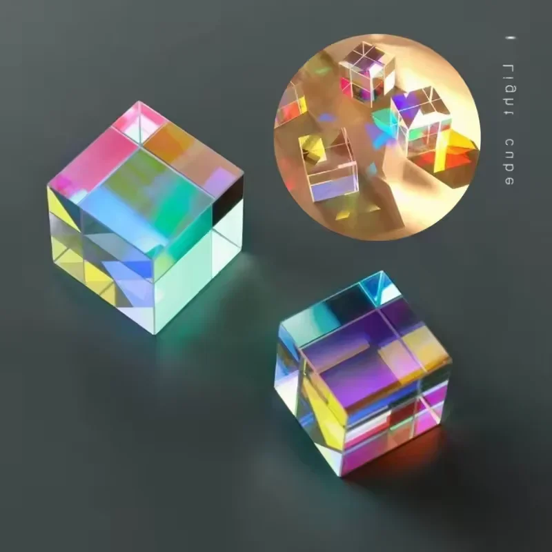 Science Magic Prism Cube  Hexahedral Crystal Magic Cmy Cube 3D Color Cube Prism Photography Optical Glass Physics Educational