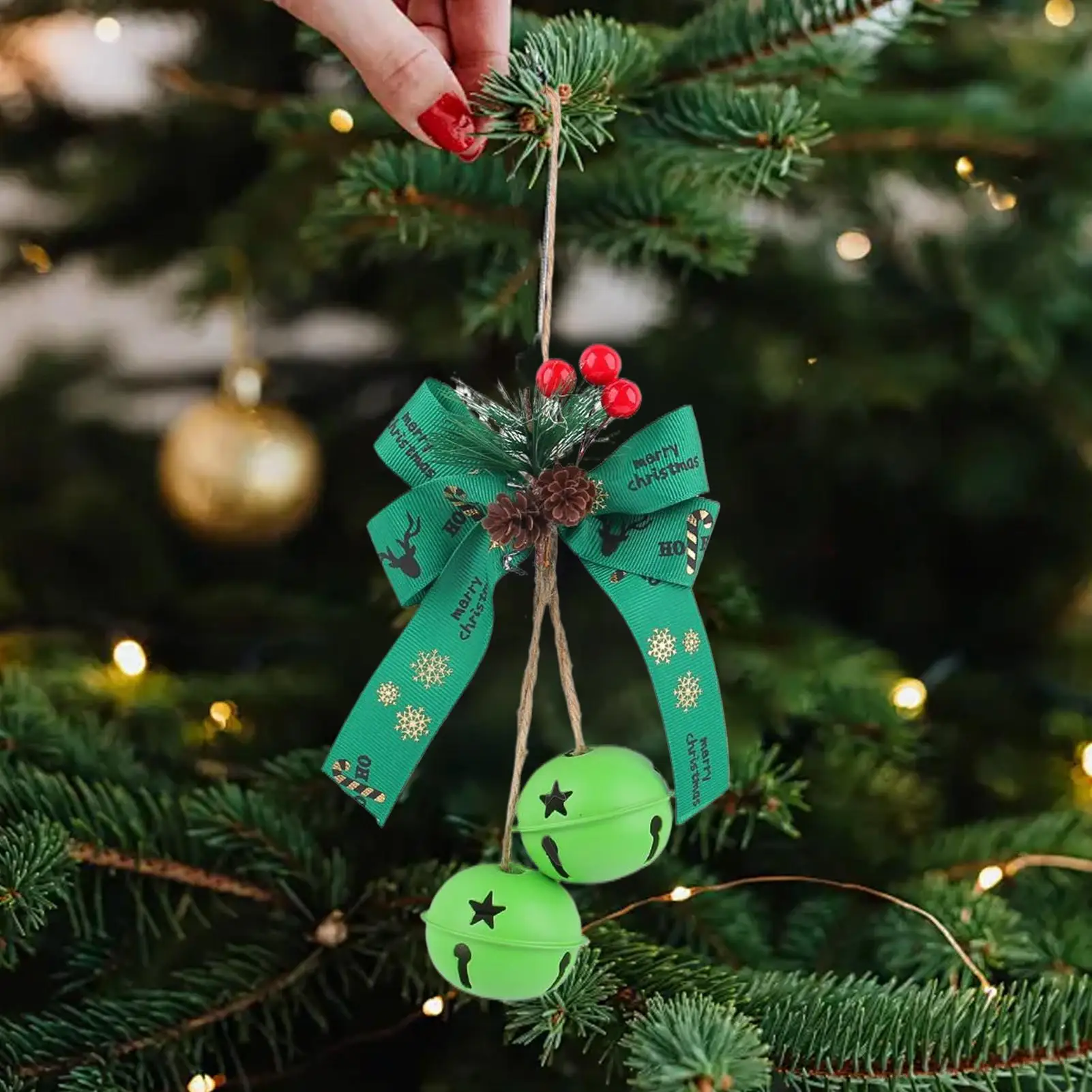 Sinos de natal enfeites de sino de metal com arco berry fontes de festa decorações de natal para pátio fazenda varanda artesanato jardim