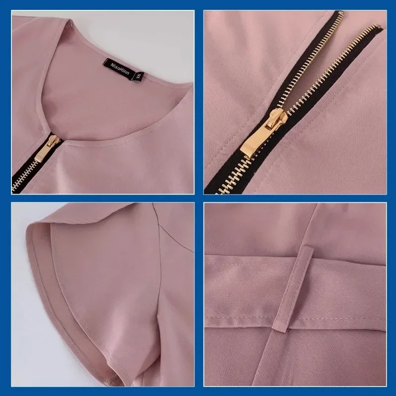 Tops de esteticista de talla grande + Pantalones con cuello en V, uniforme médico de Color sólido para mujer, uniforme de Spa de manga corta, ropa de enfermera, ropa de trabajo para médico