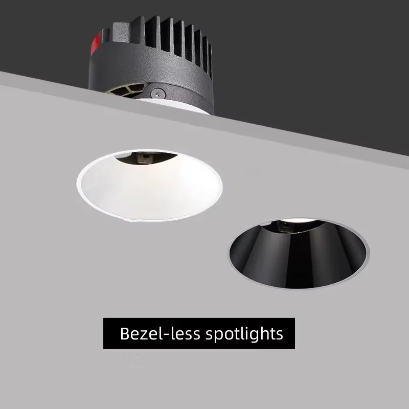 عكس الضوء الحافة أقل الأضواء جزءا لا يتجزأ من الذرة cob المضادة للوهج المنزلية حافة ضيقة LED ضوء السقف النازل 9W12W15W AC96-240V