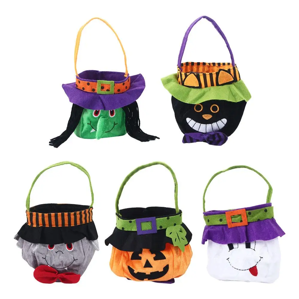 Bolsa de botín para truco o trato de bruja para niños, bolso de calabaza, bolsa de dulces de Halloween, bolsas de mano