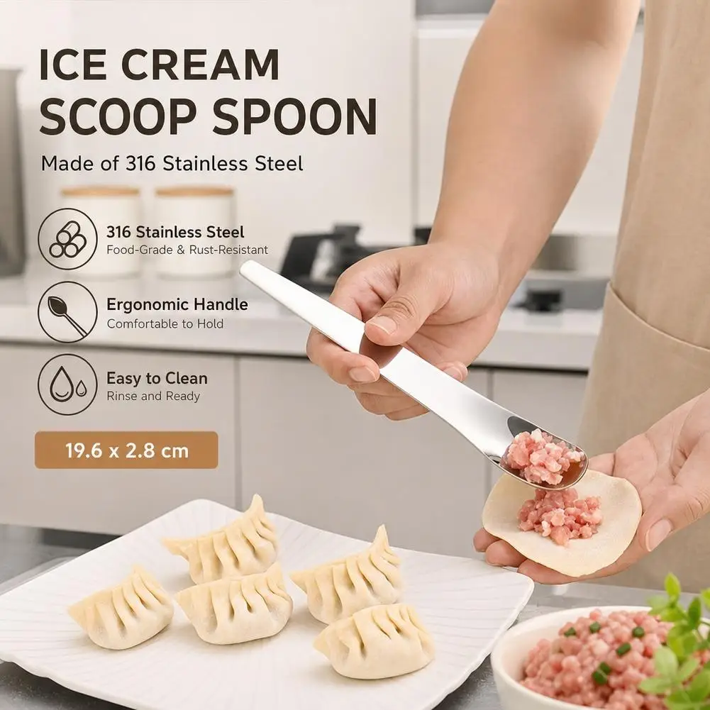 Stainless Steel Ice Cream Scoop Flat Stuffing Shovel Kitchen Pastry Dumplings Making Tool Accessories Dumpling Stuffing Spoon