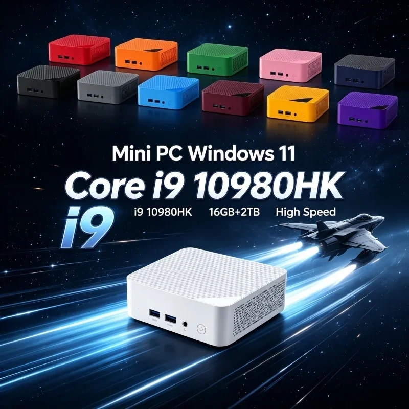 Windows 11 Intel Core I9-10980HK Multi-Color Optional Gaming Mini Desktop PC 4K 16GB RAM 1/2TB SSD WIFI6 BT5.2