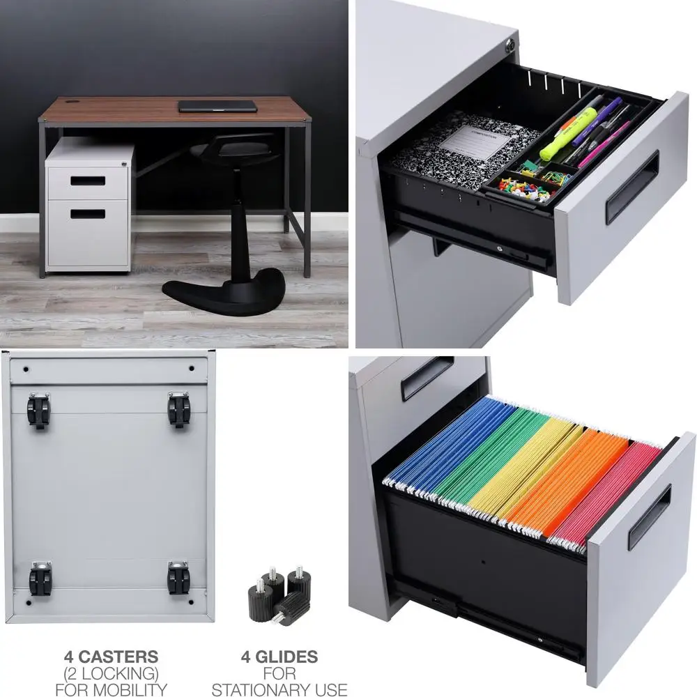 

Светло-серый металлический шкаф-пенал с 2 ящиками, 14,75 (Ш) x 19,25 (Г) x 21,75 (В) дюймов