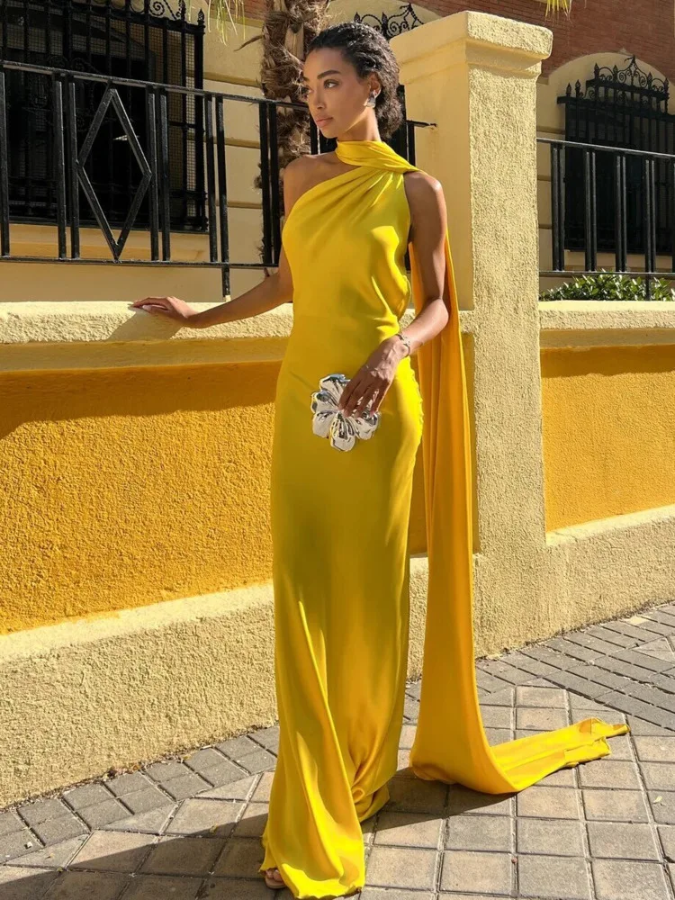 Articat Elegant Sleeveless Halter Satin Long Dress Women Sexy Backless Bodycon Party Club Evening Dress Slim Fit Formal Dress