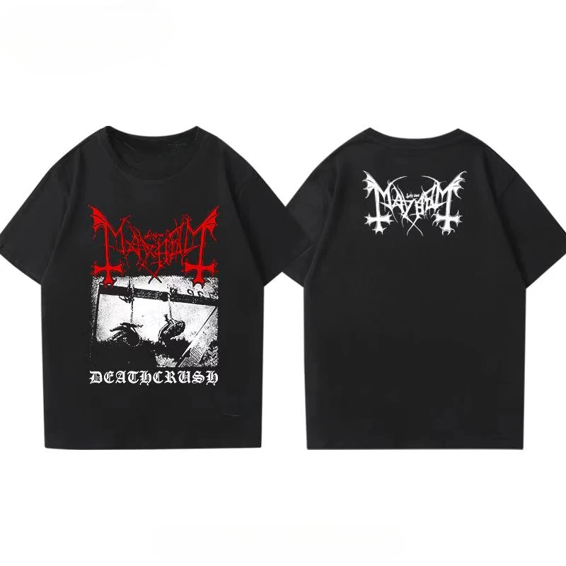

Mayhem Hem Band peripheral short sleeve T-shirt Men's and women's loose Norwegian black metal rock band half sleeve T trend