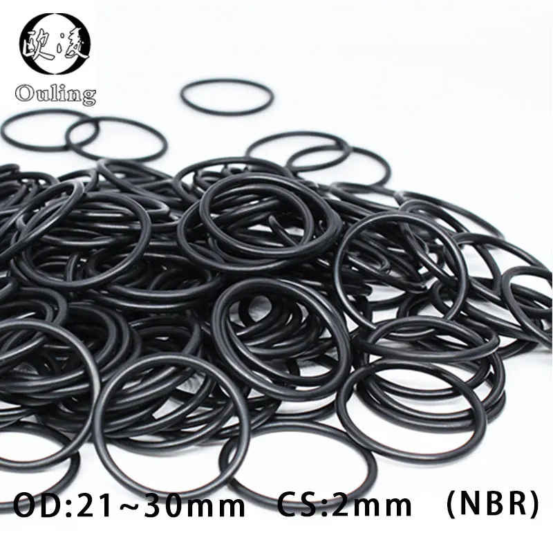 

50PC/lot Rubber Ring Black NBR Sealing O Ring CS2mm Thickness OD21/22/23/24/25/26/27/28/29/30mm O-Ring Seal Gaskets Oil Washer