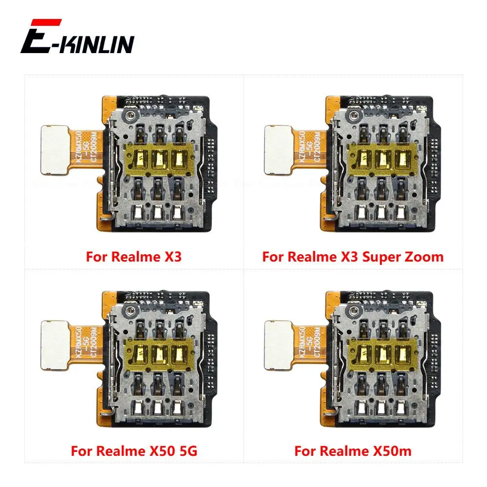 SIM Card Holder Tray Slot Reader Socket Flex Cable For OPPO Realme X3 Super Zoom X50 X50m 5G Replacement Parts