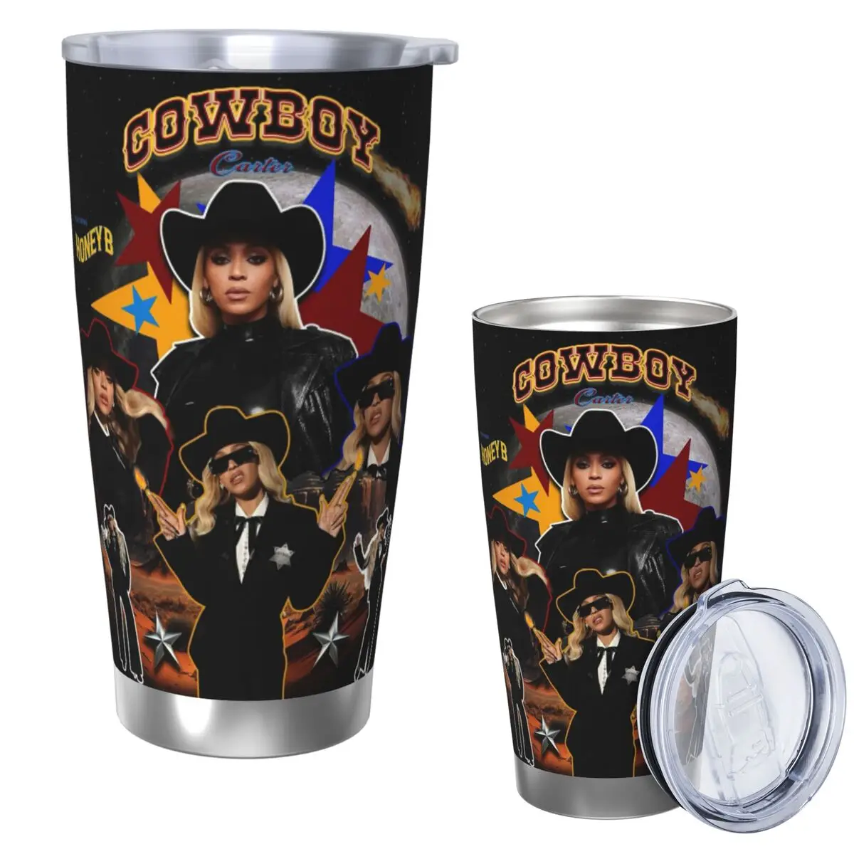 

Cowboy Carter Beyonce New Album Stainless Steel Tumbler Vacuum Insulated Mug Thermal Cold Cups Straws With Lid 20oz