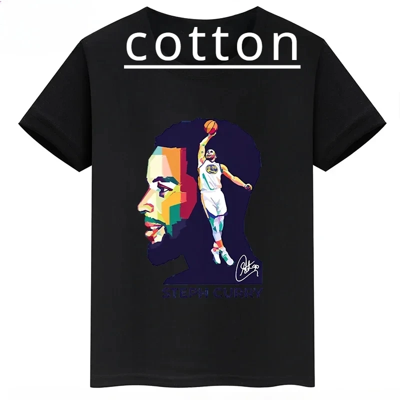 Stephen Curry Printed Children's Short-sleeved Summer Kid Cotton T-shirt Sports Black Tops Boys Girls Fans Clothes Baby Clothes