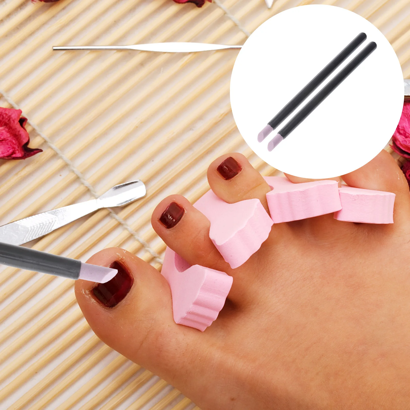 2pcs Cuticle Pushers Dead Skin Remover Tool Manicure Nail Art Polish Rod For Filing Edges Cleaning Under Nails Reusable