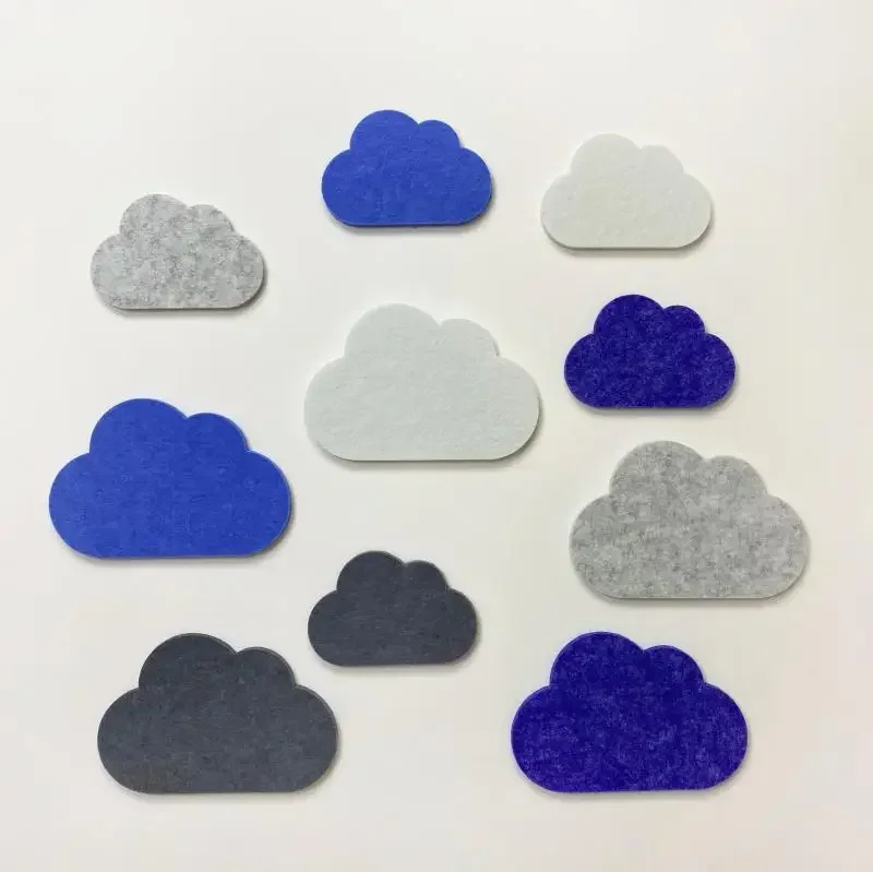 10pcs Cloud Wall Stickers Felt Wall Decoration Message Board Photo Wall Home Office Sofa Background Kid Bedroom Nursery Decor