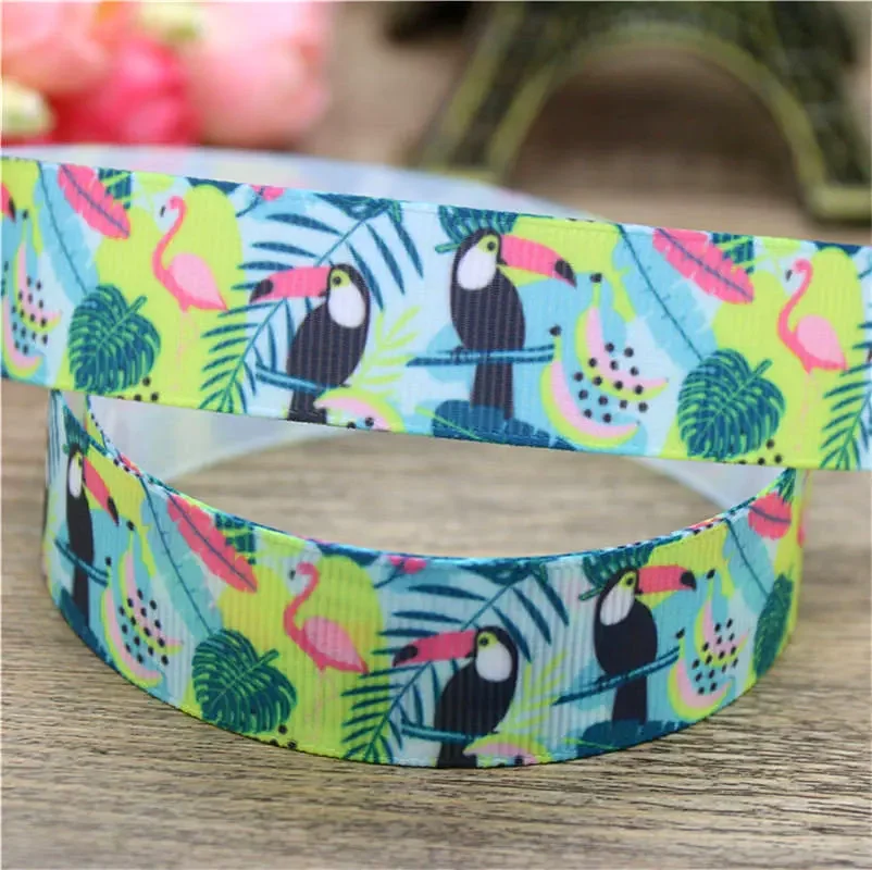 DHK 7/8 ''5 ياردة فلامنغو مطبوعة Grosgrain الشريط ملحق قوس الشعر أغطية الرأس الديكور بالجملة OEM لتقوم بها بنفسك C1507