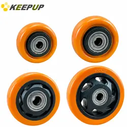 PU Replacement caster wheels with double bearings orange color high load capacity wear resistance furniture wheels