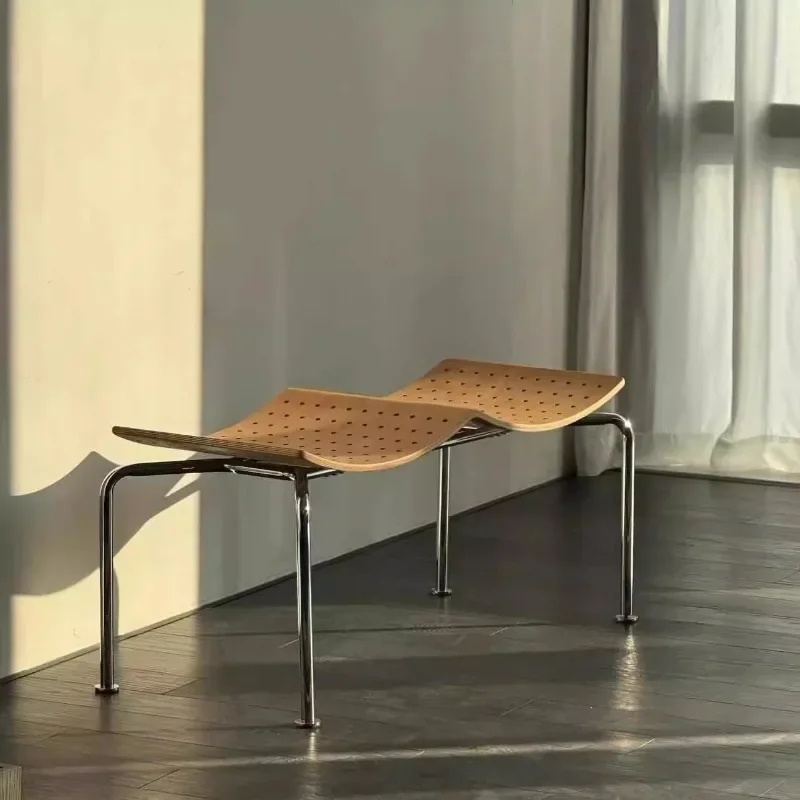 

For Vintage Solid Wood Shoe Bench - Mid-Century Modern Bed End Stool, Designer Footrest for Bedroom Space Saving Furniture Bench