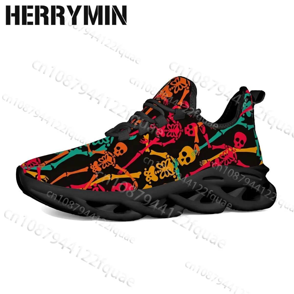 Men Women Colorful Skeleton Skull Print Blade Sneakers Selection Fashion Light Blade Sole Non Slip Wholesale Lace Up Trainers