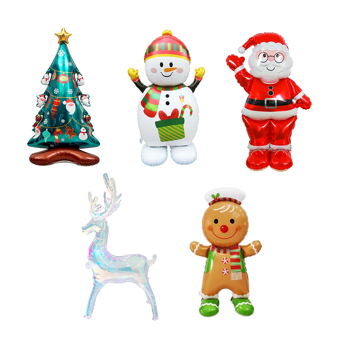 1pc Santa Claus Snowman Gingerbread Man Christmas Tree and Reindeer Balloons for Christmas Party Decorations, Winter Christmas