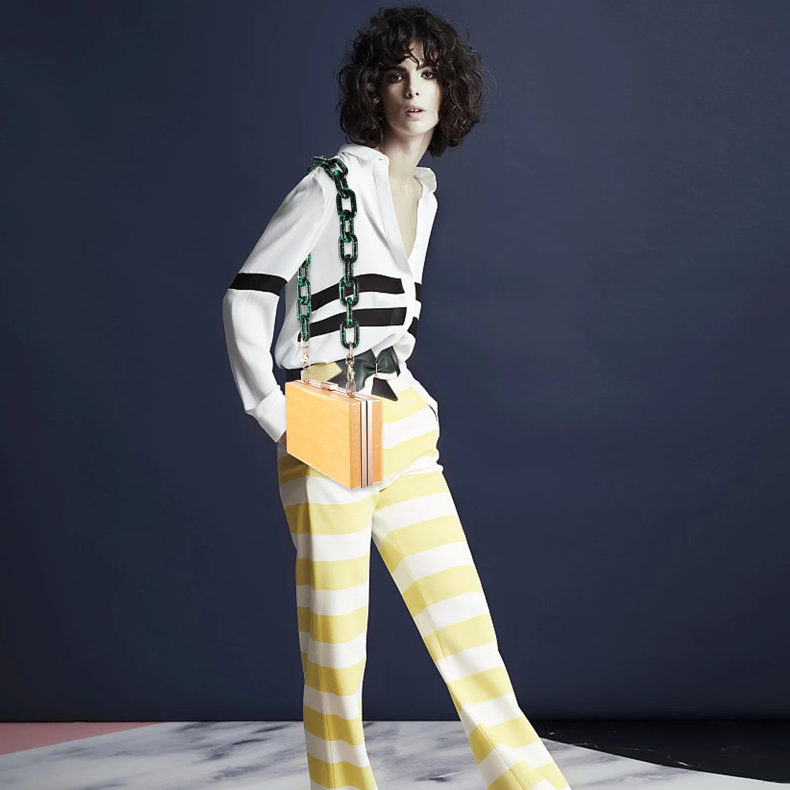 

Durable Acrylic Bag Chain Snow Green Purse Strap Decorative Accessory Portable Lightweight Handbag Replacement DIY Clutch