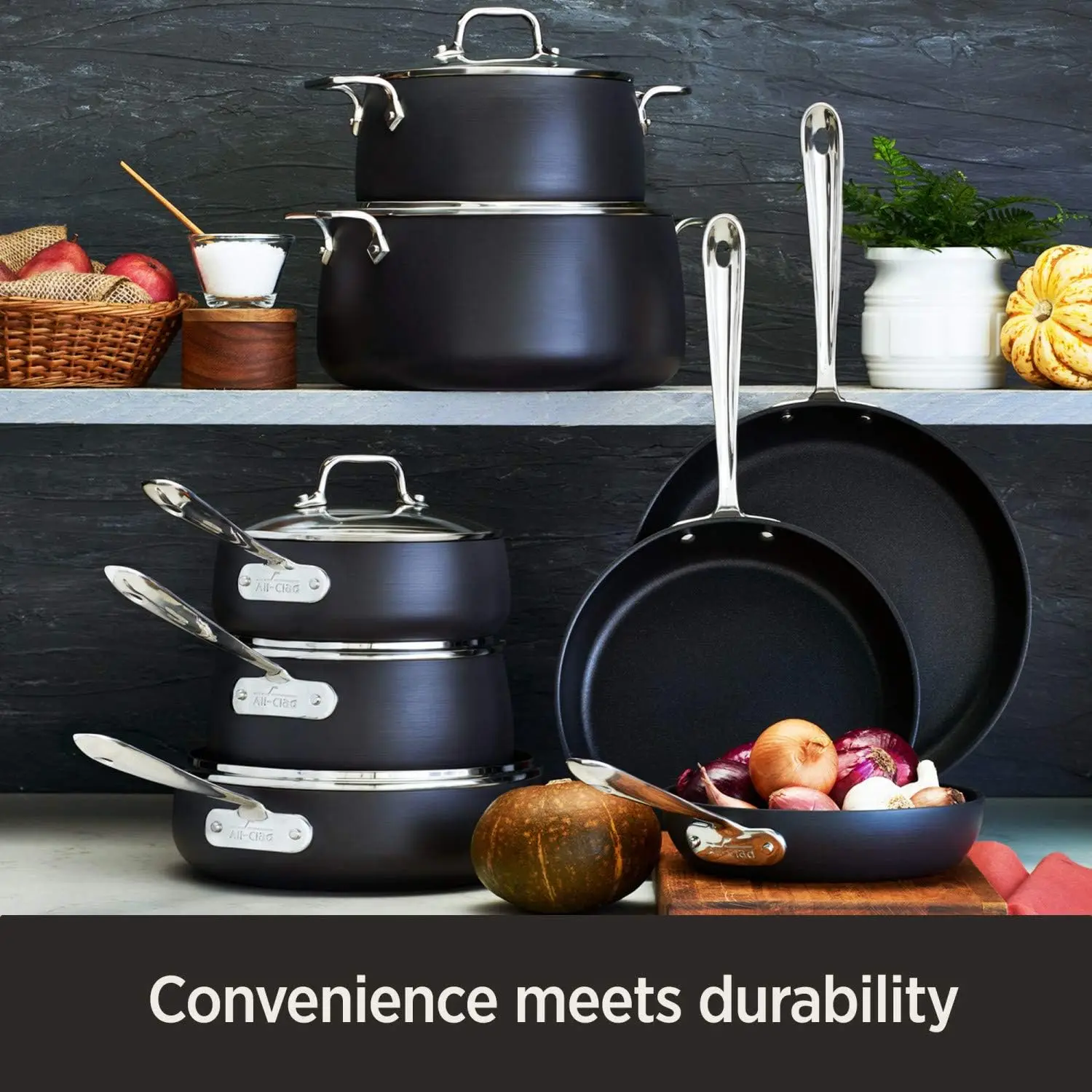 HA1 Hard Anodized Nonstick Sauté Pan 4 Quart Induction Oven Broiler Safe 500F Pots and Pans, Cookware Black