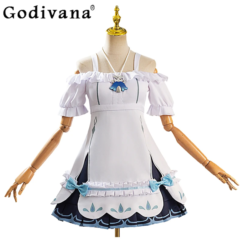 Women Hallowen Play Role Clothes Cosplay Costume Anime Cos Dress Set Female Headwear Necklace Party Game Uniform Dress