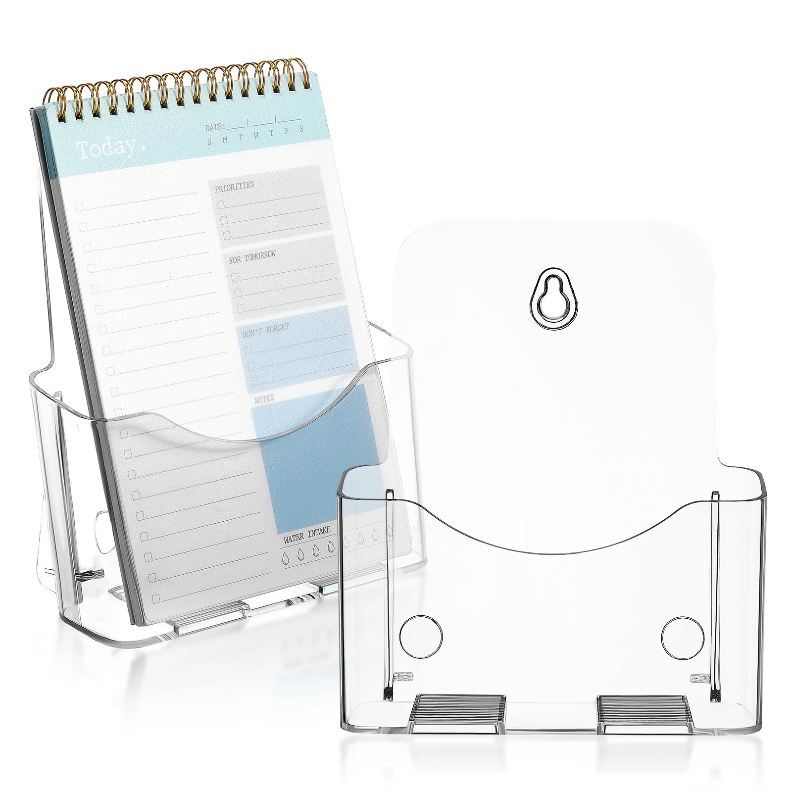 2Pcs Brochure Stand Clear Acrylic Display Holder Desktop Wall Mounted Document Organizer Transparent File Holder Workspace
