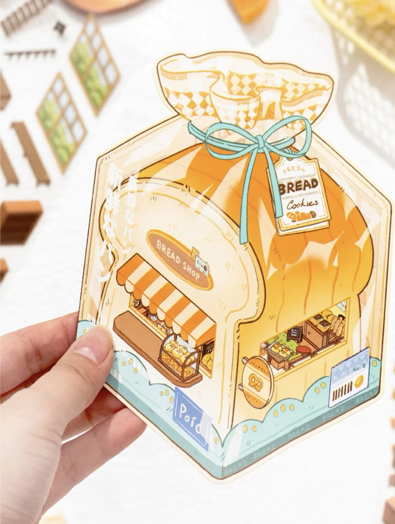 

Хлеб, кофейня, мини-складные миниатюрные пейзажные наклейки, забавные креативные наклейки для студентов, игрушки для детей