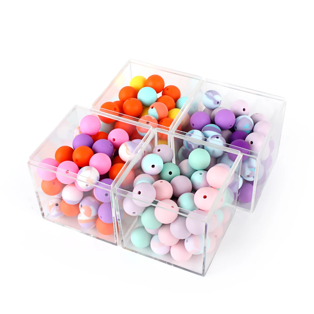 100Pcs/lot 12mm Baby Silicone Beads Food Grade Paicifer Chain Clip Chew Teethers Teething Toys Round Slicone Beads Ball Pearl