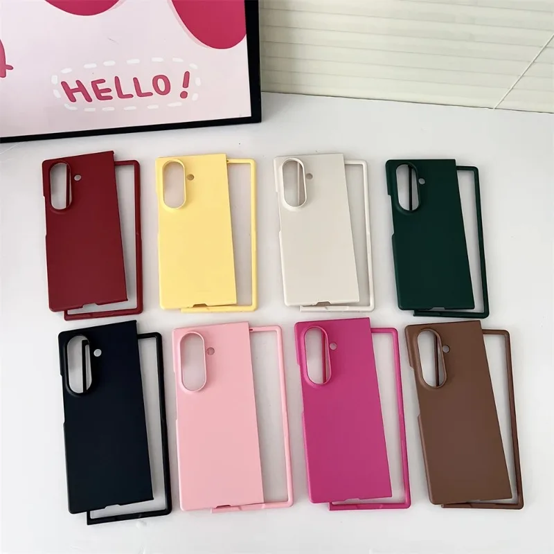 حافظة هاتف عصرية رفيعة للغاية بلون الحلوى لهاتف سامسونج جالاكسي Z Fold 7 6 5 4 3 5G غطاء خلفي متين مقاوم للصدمات