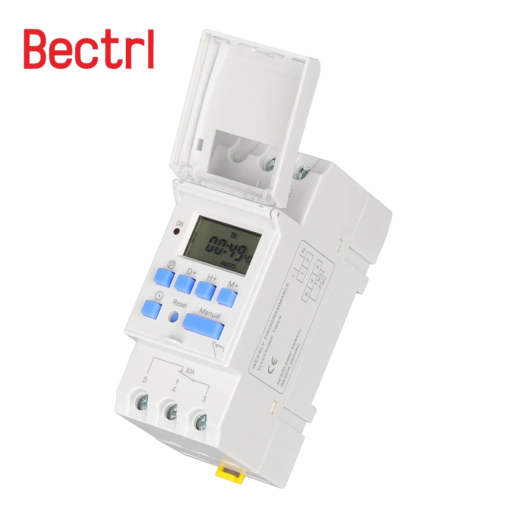 TP8A16 DIN السكك الحديدية جبل مفتاح الوقت الرقمي التيار المتناوب 220 فولت 16A 30A أسبوعي 7 أيام للبرمجة التتابع الموقت التحكم للأنظمة الكهربائية #6