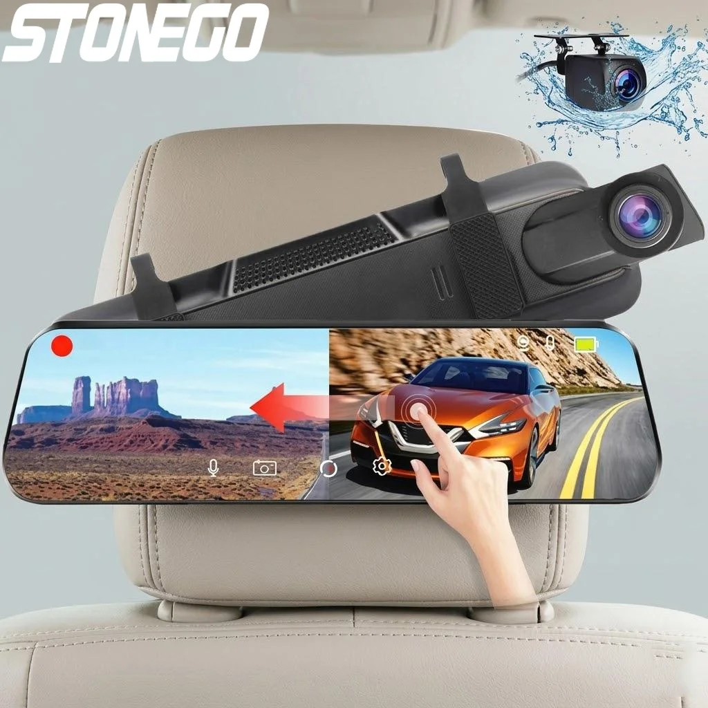

4K WiFi Touch Screen Car Dash Cam DVR Dual Cameras Front Rear Parking Monitor 24H Auto Streaming Media Recorder