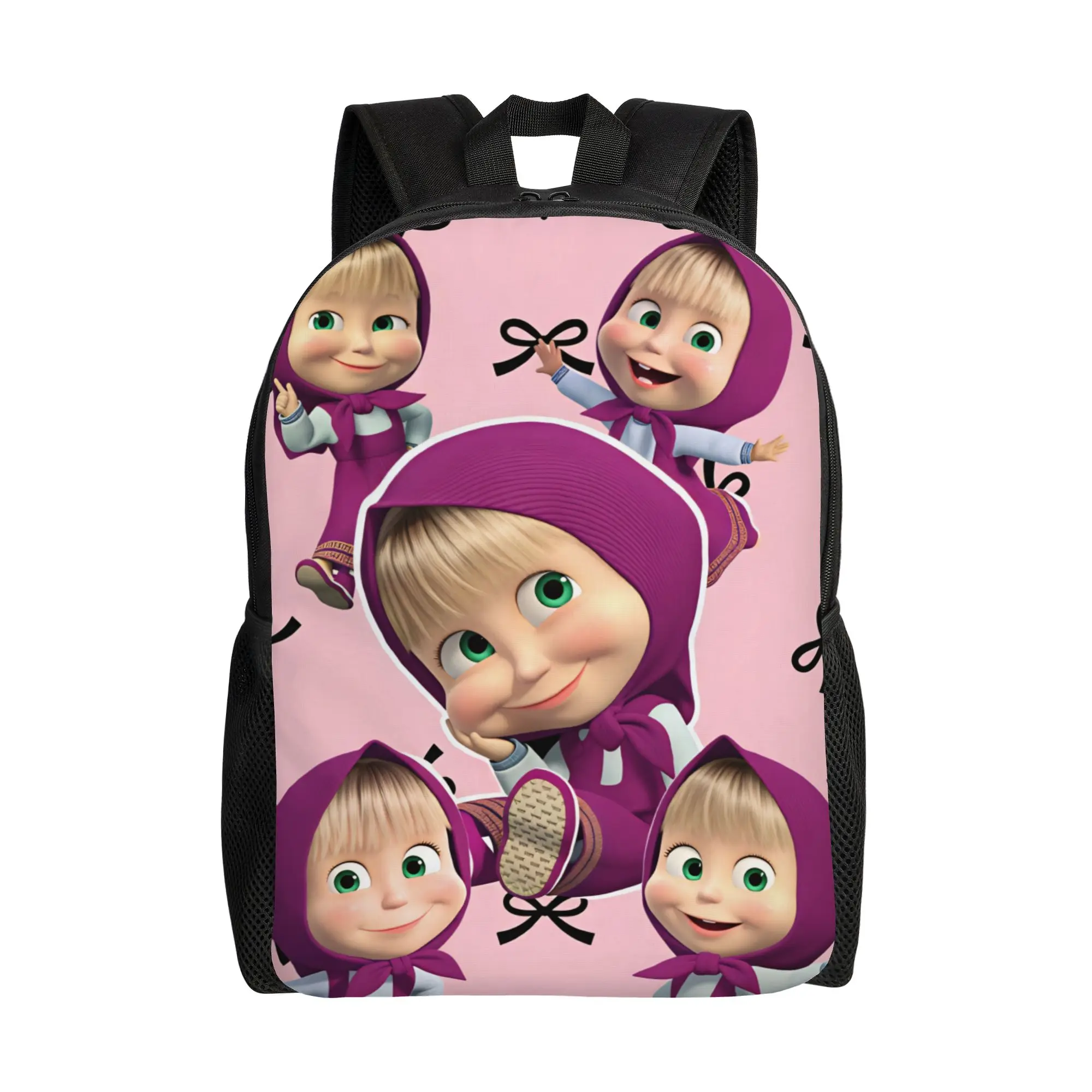 M-Masha and The Bears Backpack Women  Print Backpacks Polyester Pretty School Bags Travel High Quality Rucksack