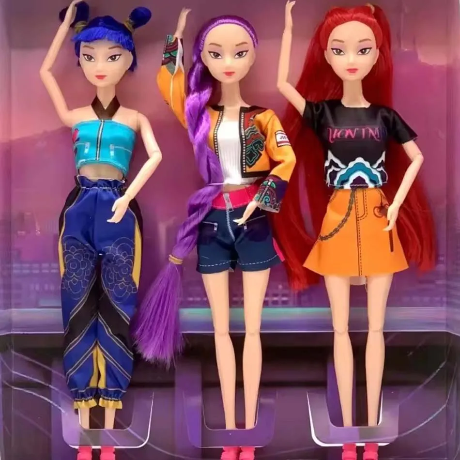 

3pcs/set Demon Hunters Dolls 11inch K-POP Demon Slayer Vinyl Doll Lumimila Zoey Action Figure Desktop Ornament Toy For Kid Gifts