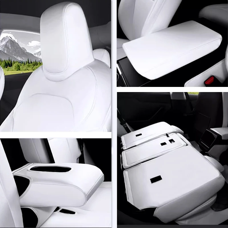 Tesla New Model Y Juniper 2025 2026 Half Covered Custom Fit Car Seat Covers Accessories Nappa Leather 5 Seats Full Set