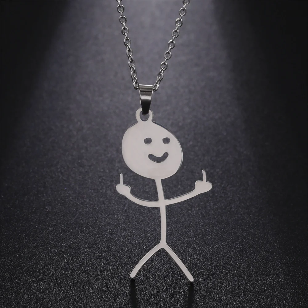 Skyrim Fun Fxck You Men's Pendant Necklace Women's Fun Stainless Steel Chain Ring Accessories Hip Hop Style Hollow Jewelry Gift