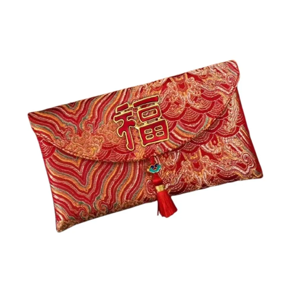 

Chinese Style New Year Red Envelope Cloth Embroidery 2026 Lucky Money Bag with Tassel Traditional Wedding Money Pocket